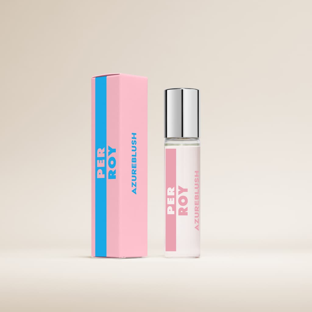 Perroy Packshot flacon et emballage 15ml Azureblush fond beige