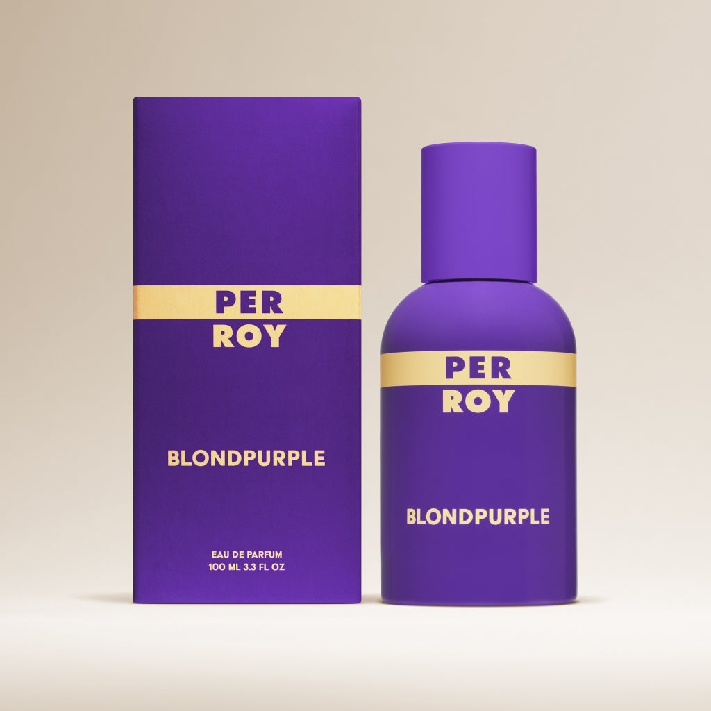 Perroy Packshot flacon et emballage Blondpurple 100ml fond beige