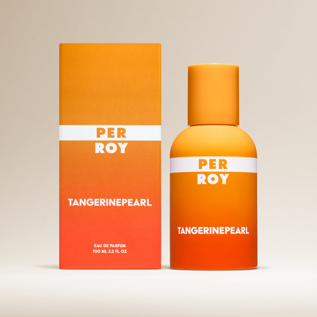 Perroy Packshot flacon et emballage Tangerinepearl 100ml fond beige
